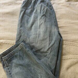 Easel Light Wash Chambray /Jeans Barrel Wide Leg Pants Sz L